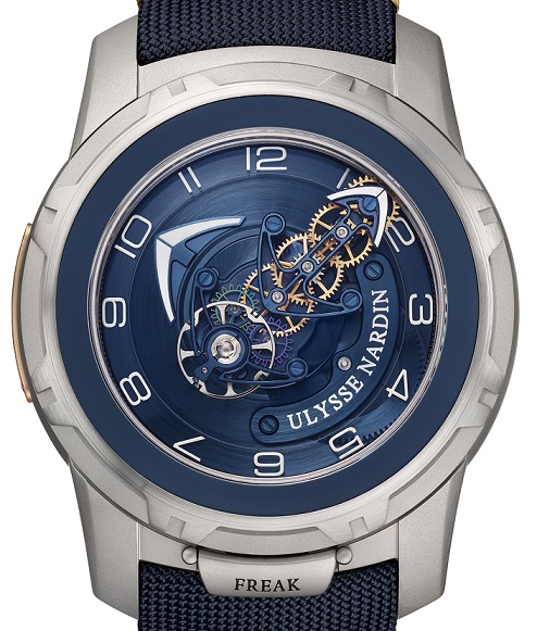 Freak out es la colección de Ulysse Nardin que tiene como base uno de los mecanismos más innovadores de la marca. Este movimiento funciona a través de un tourbillon volante y permite la ausencia de corona, una verdadera esfera y manecillas.