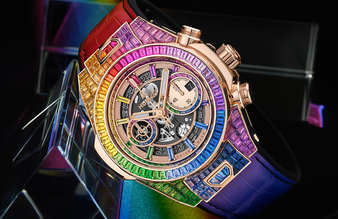 Un Hublot con los colores del arcoiris